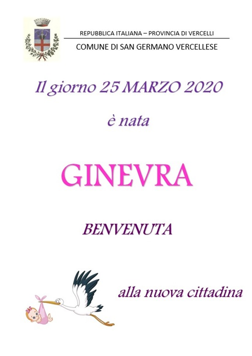 25 Marzo 2020 - Benvenuta GINEVRA!