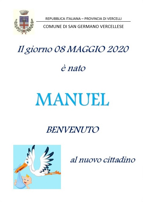 08 Maggio 2020 - Benvenuto MANUEL!