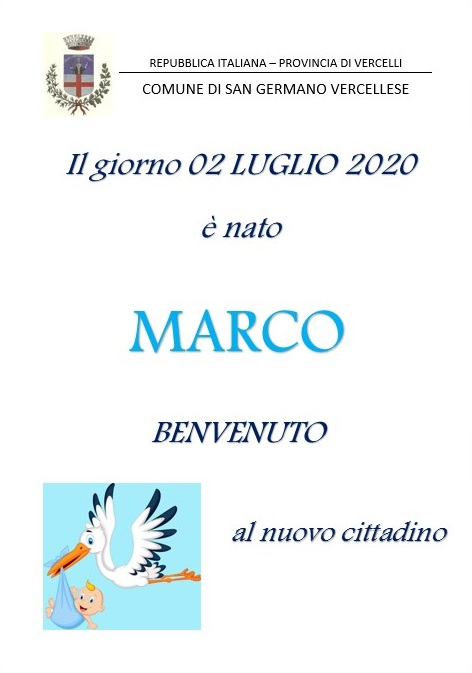 02 Luglio 2020 - Benvenuto MARCO!