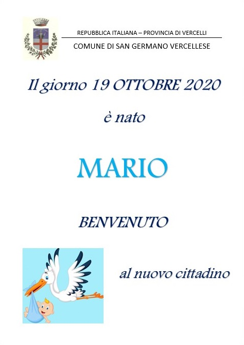 19 Ottobre 2020 - Benvenuto MARIO!