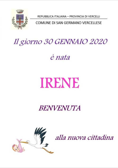 30 Gennaio 2020 - Benvenuta IRENE!